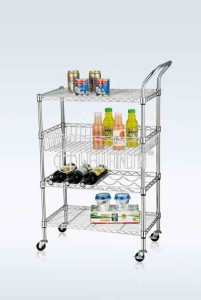 NSF Chrome-Plated Metal Wire Restaurant Food Transport Trolley Cart