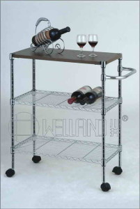 Adjustable Chrome Dining Cart with MDF Top (CJ-B1075)